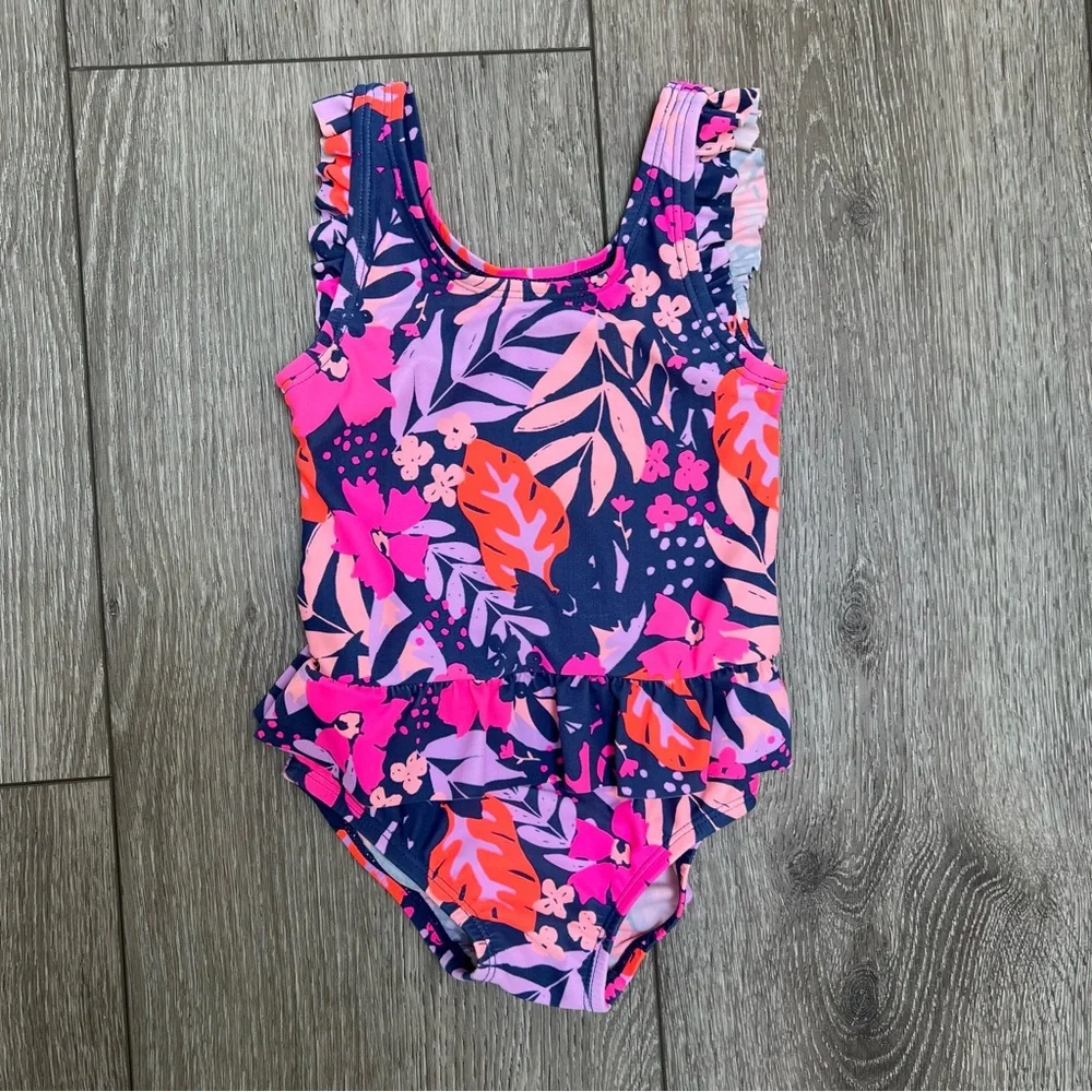 OSHKOSH ONE PIECE SWIMSUIT FLORAL BLUE 18-24MO